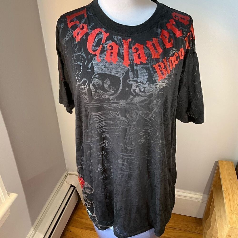 La Cosa Nuestra 2X, Black Sheer TShirt. So cool! Skulls, Roses, Mexico. RARE.5/5